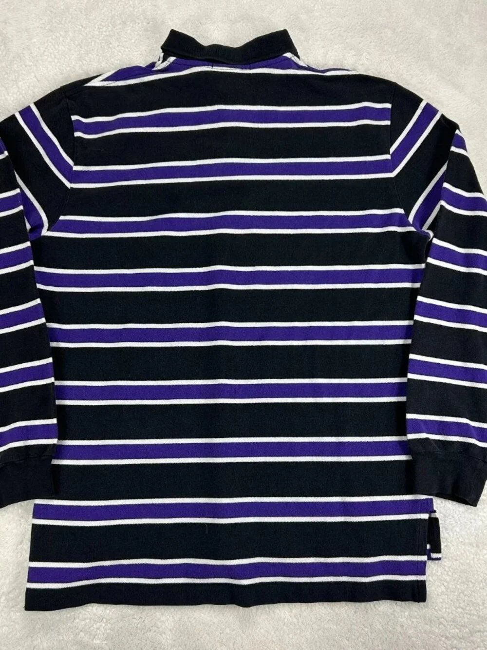 Polo Ralph Lauren Polo Shirt Mens XL Multicolor Striped Cotton Long Sleeve FLAW